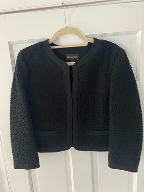 Jaeger Women's Black Textured Cropped Blazer